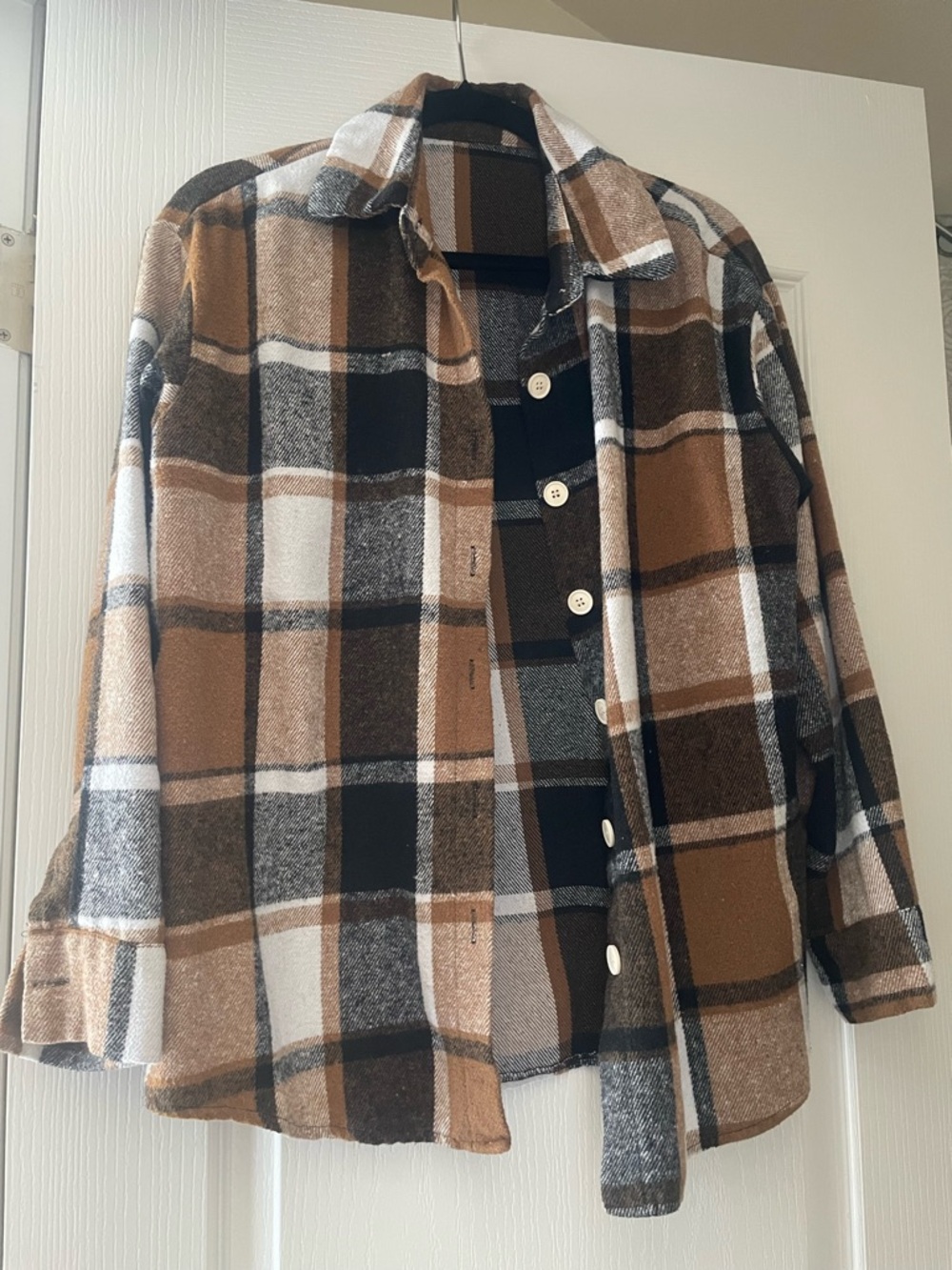 Brown Plaid Button-Up Shacket